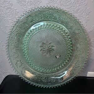 Vintage Tiara Green glass 12” serving dish beautiful NWT